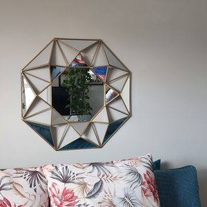 Mercer41 Modern Metal Gold Geometric Wall Mirror with Symmetrical Design 26"